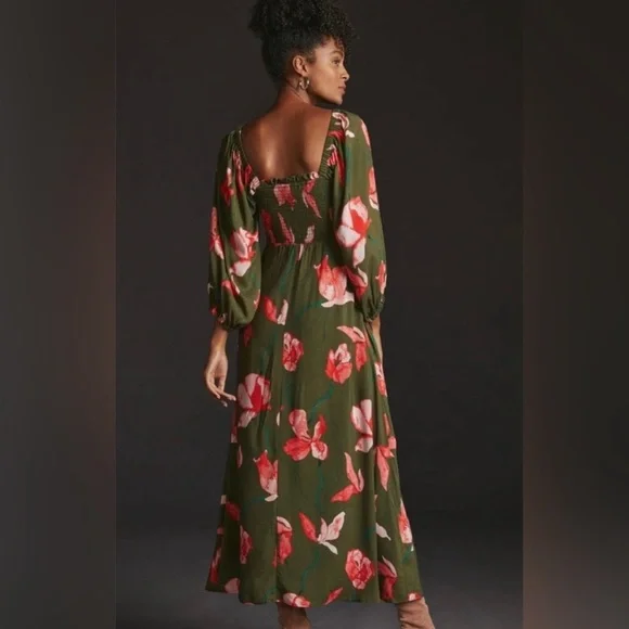 Hutch Olive and Coral Floral Maxi Dress - Picture 3 of 8